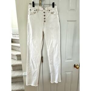 Abercrombie & Fitch White Stone Wash Button Fly Ultra High Rise Straight